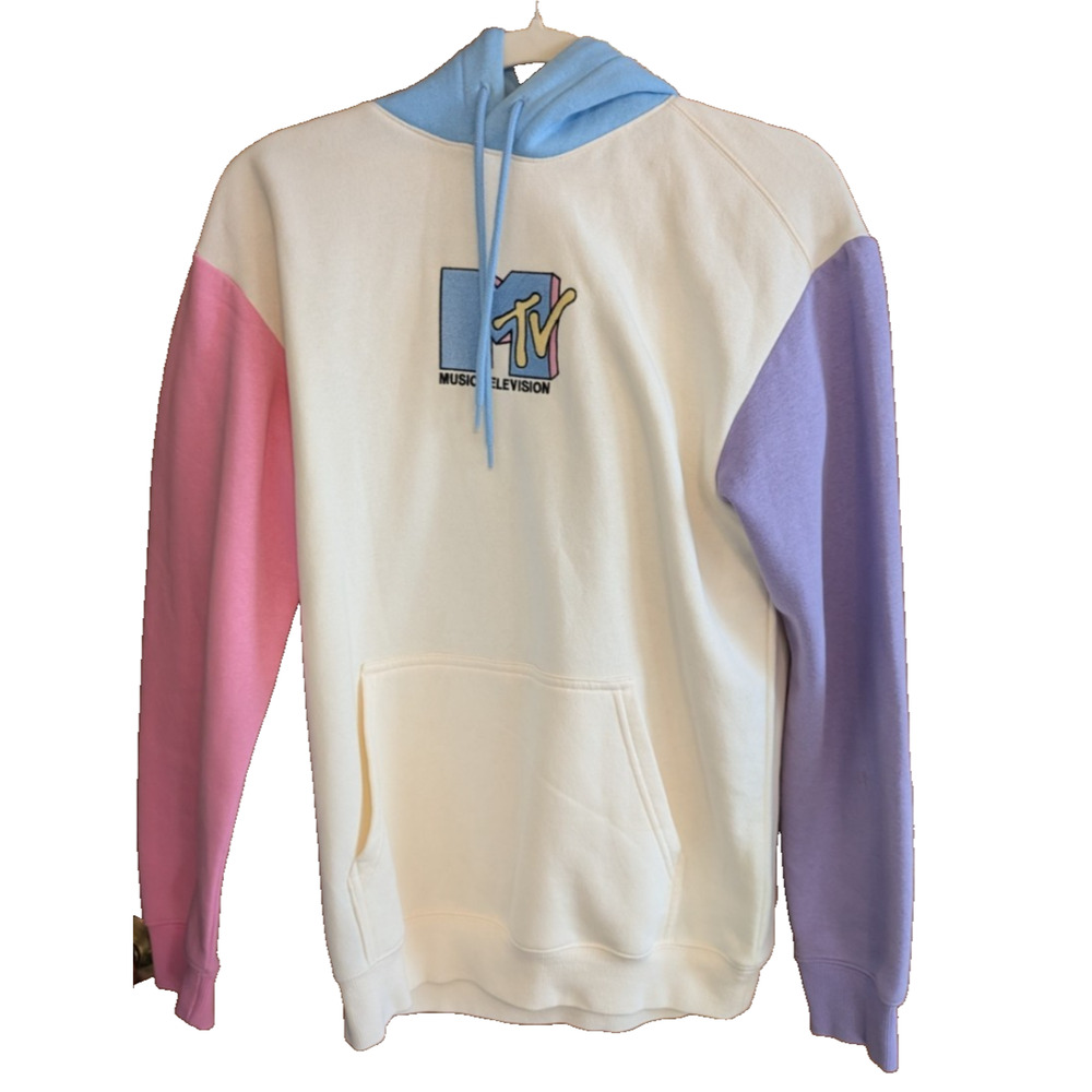 H&M MTV Colorblock Hoodie Women's‎ XS Relaxed Fit EUC
